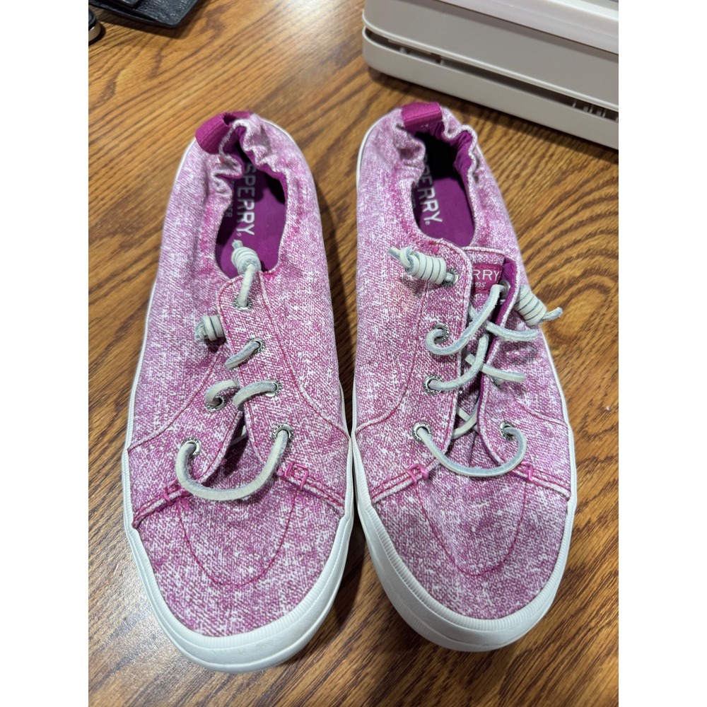 Sperry‎ Crest Vibe Pink Linen Slip On Sneakers Womens 10M STS80098